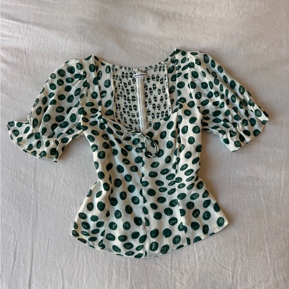 New Reformation tapioca print blouse - Picture 2 of 4